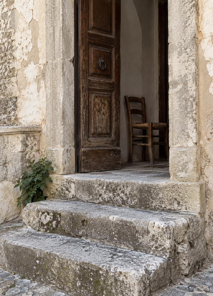 The doorway of a village house