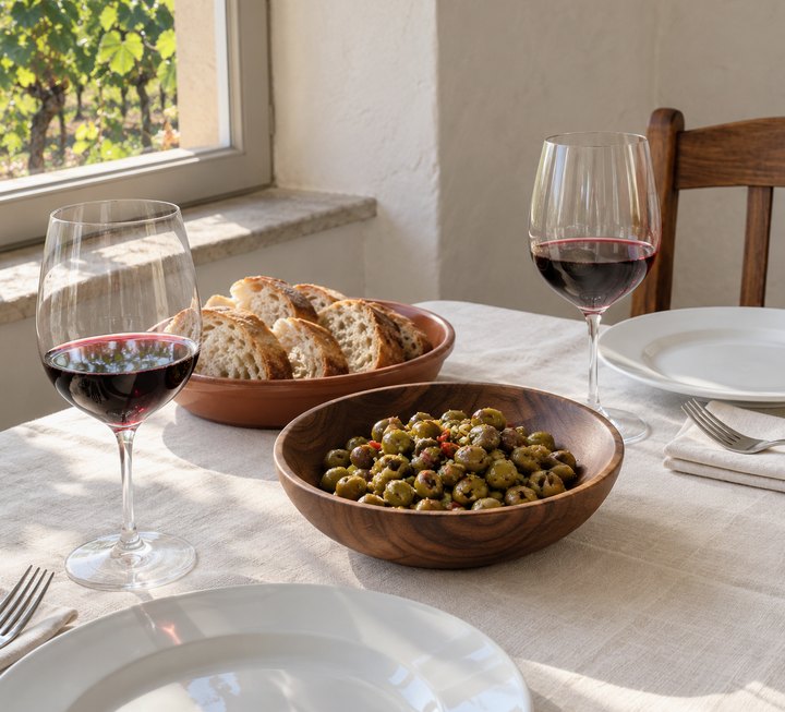 A table laid for a meal