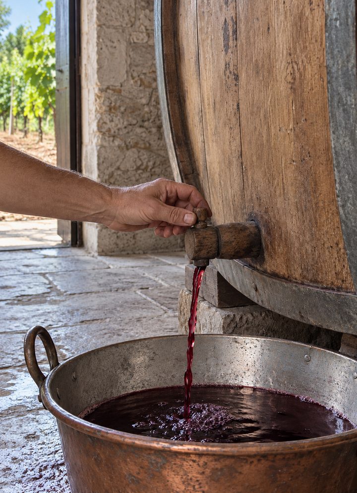 The vat opened, without pushing the wine