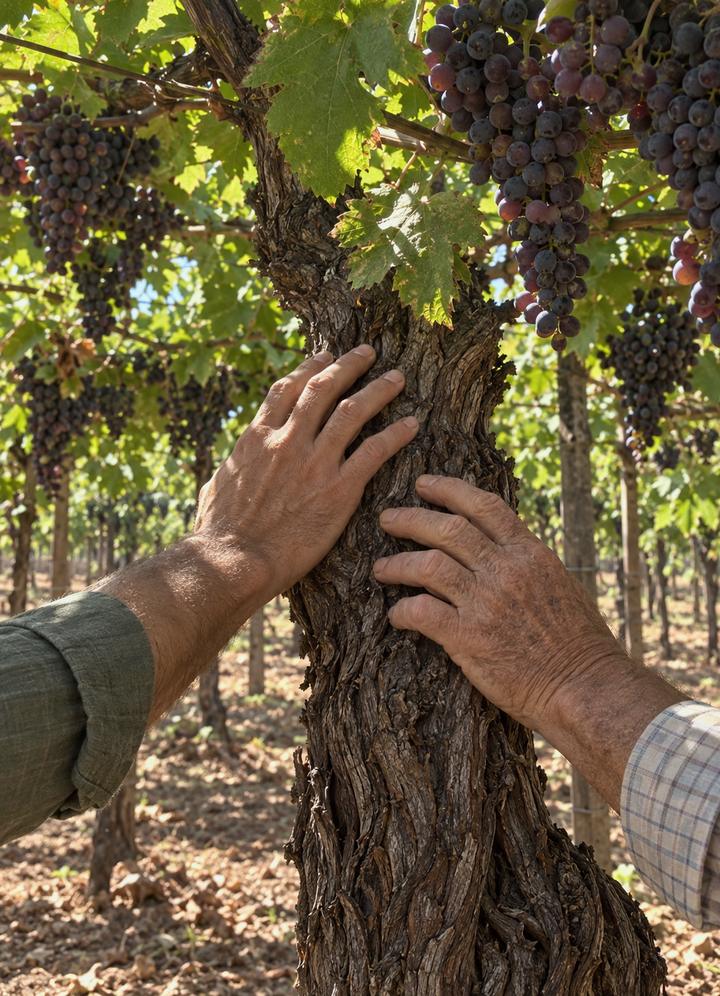Hands and an old vine