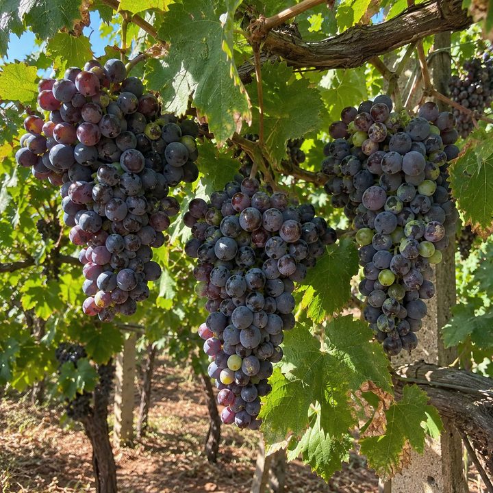 Dark grapes under the pergola